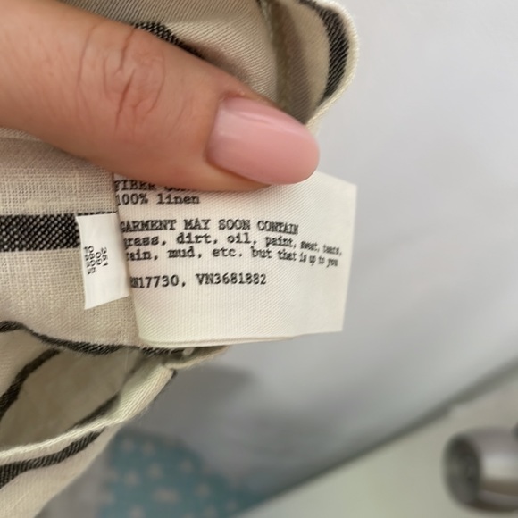 L'Ogan for Target White & Black Striped Short Sleeve 100% Linen Wrap Dress XS - Picture 5 of 5